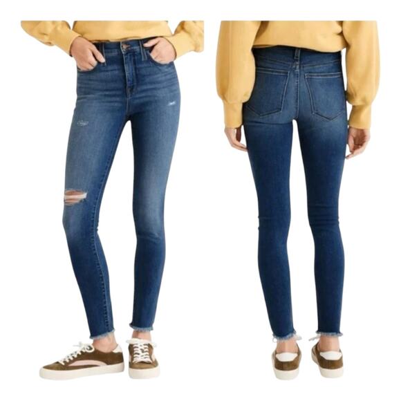 Madewell Roadtripper High Rise Distressed Raw Hem Skinny Jeans Women's 27T - Picture 1 of 9